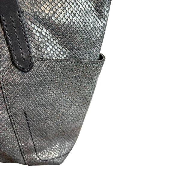 Cole Haan Gunmetal snakeskin Pebbled Leather Tote Purse Bag. Preowned li… - Picture 4 of 6